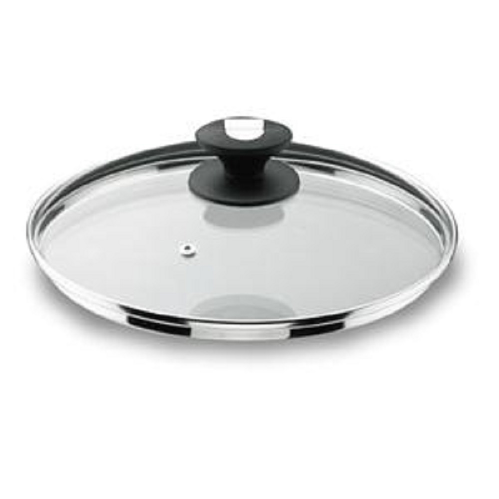 Couvercle verre pour casseroles et poêles DURIT avec sortie vapeur bord  inox diam 24 cm LACOR 379784